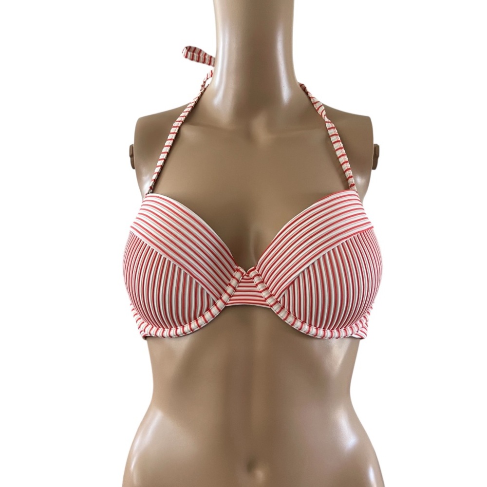 Shade & Shore Striped Red and White Bikini Top - Picture 1 of 4